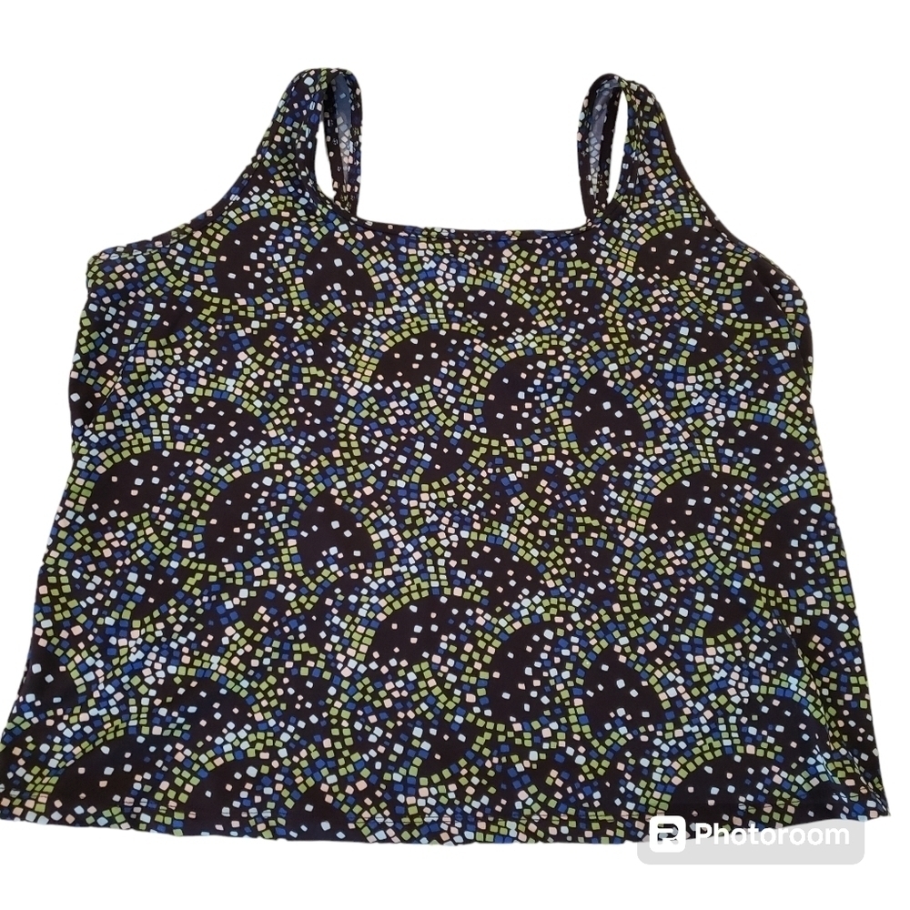 Lane Bryant Dressy Bkack Green Blue Tank Top sz 18/20
